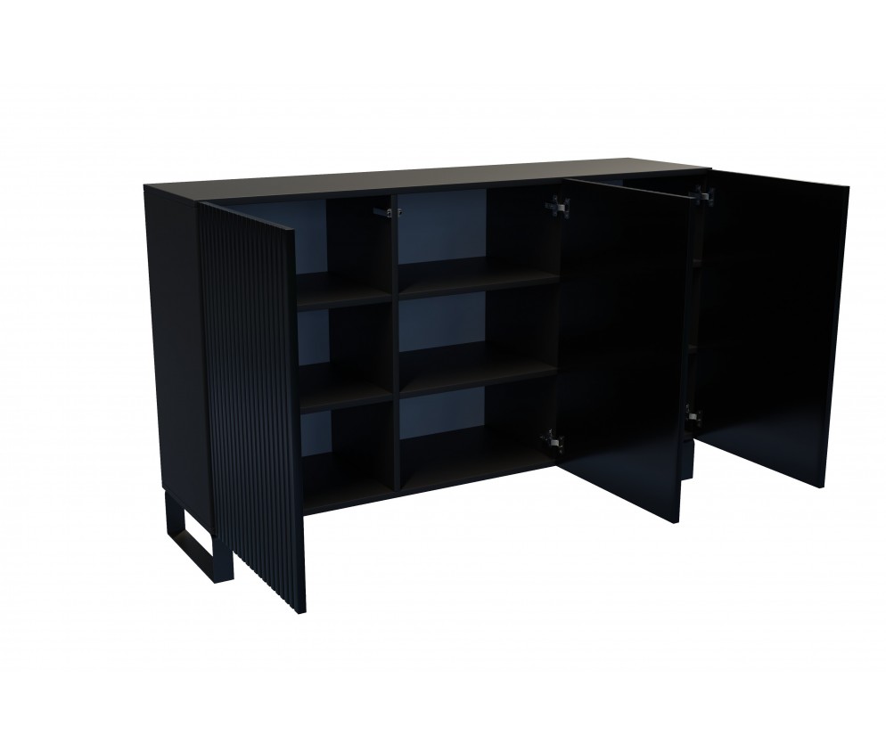 Komoda Molly Czarny/Biały Mat Frezowana