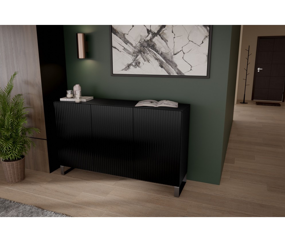 Komoda Molly Czarny/Biały Mat Frezowana