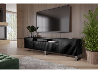 Szafka RTV Cleo Czarny/Biały Mat Frezowana Stojąca