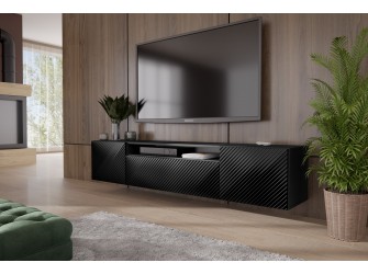 Szafka RTV Cleo Czarny/Biały Mat Frezowana wisząca