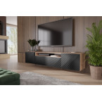 Szafka RTV Neo Dąb Artisan/Czarny/Biały Mat Frezowana wisząca