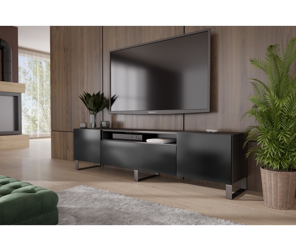 Szafka RTV Lea Biały/Czarny Mat stojąca