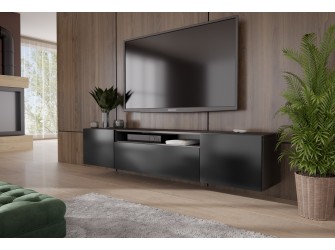 Szafka RTV Lea Biały/Czarny Mat wisząca