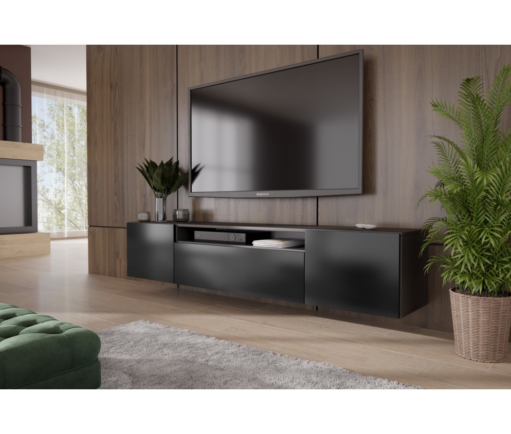 Szafka RTV Lea Biały/Czarny Mat wisząca