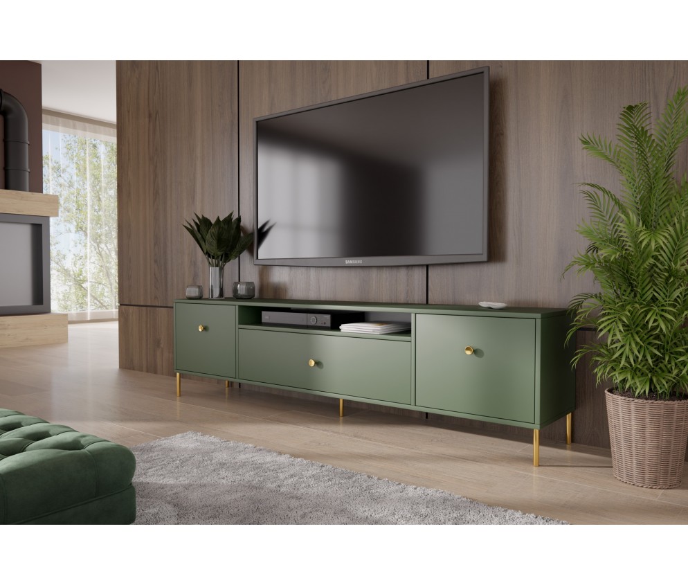Szafka RTV Mell Zielony mat Mat stojąca