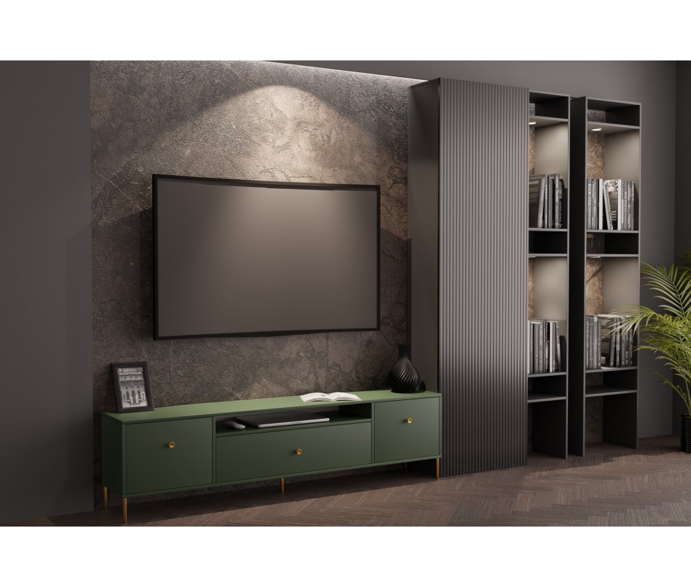 Szafka RTV Mell Zielony mat Mat stojąca