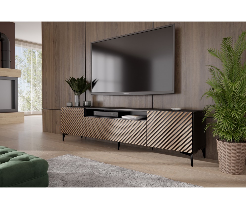 RTV Sento Dąb Craft Złoty/Czarny Mat Wisząca/Stojąca