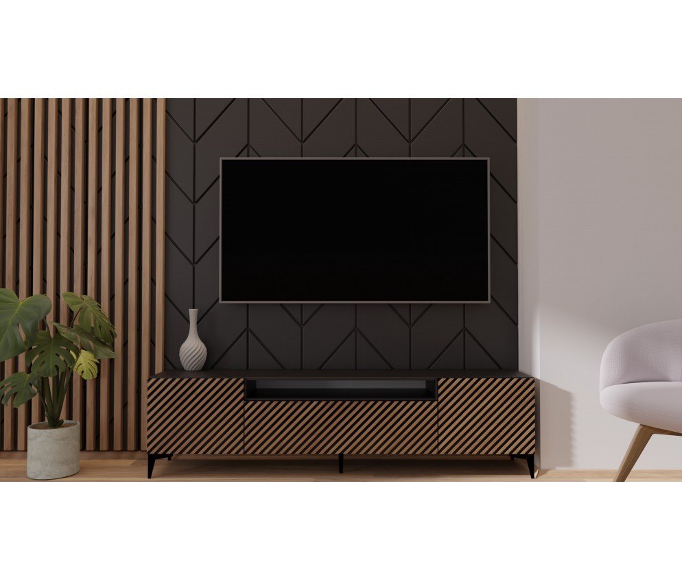 RTV Sento Dąb Craft Złoty/Czarny Mat Wisząca/Stojąca