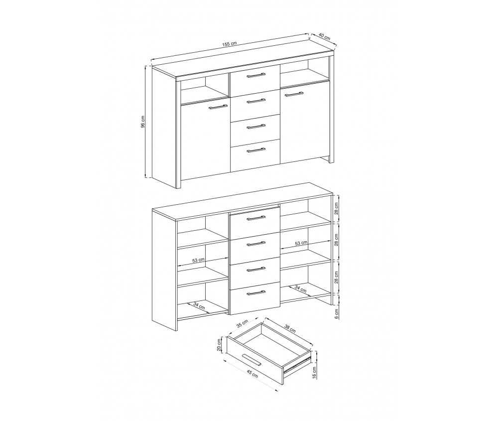 Komoda 155 Emma dąb riviera