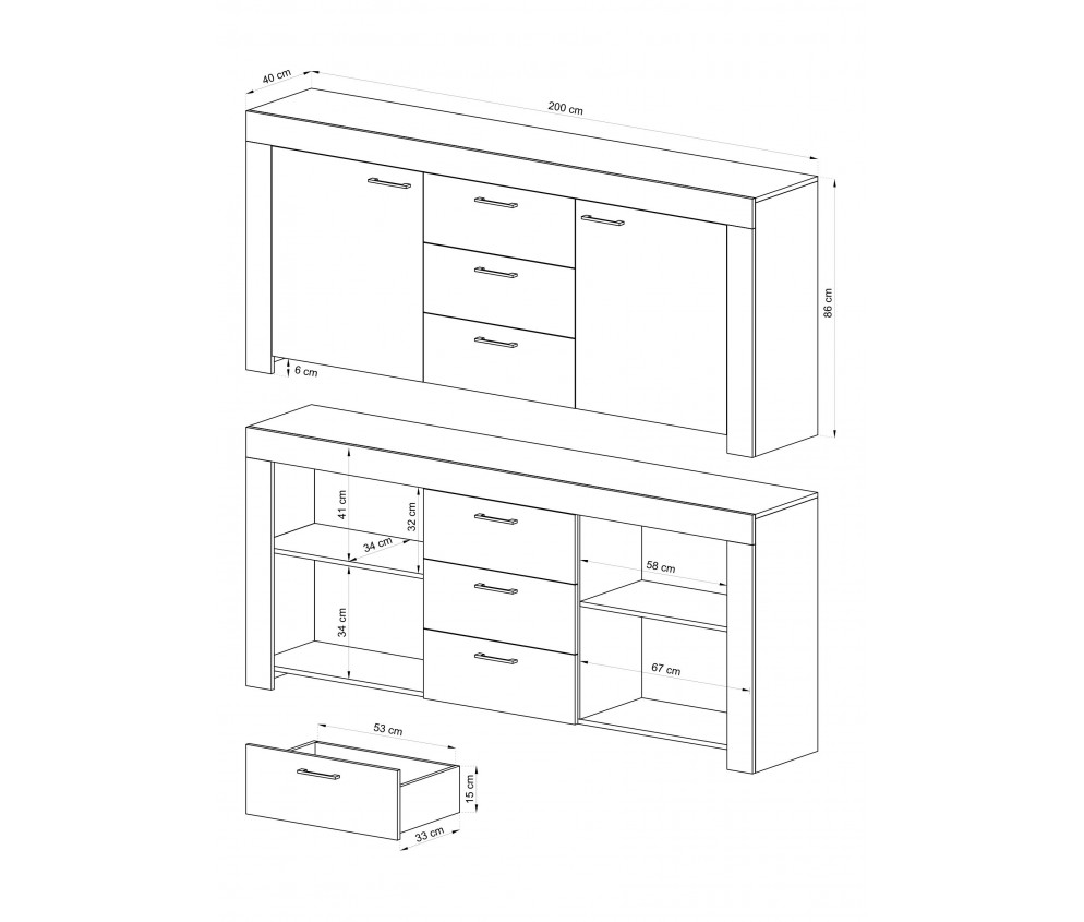 Komoda 200 Emma dąb riviera