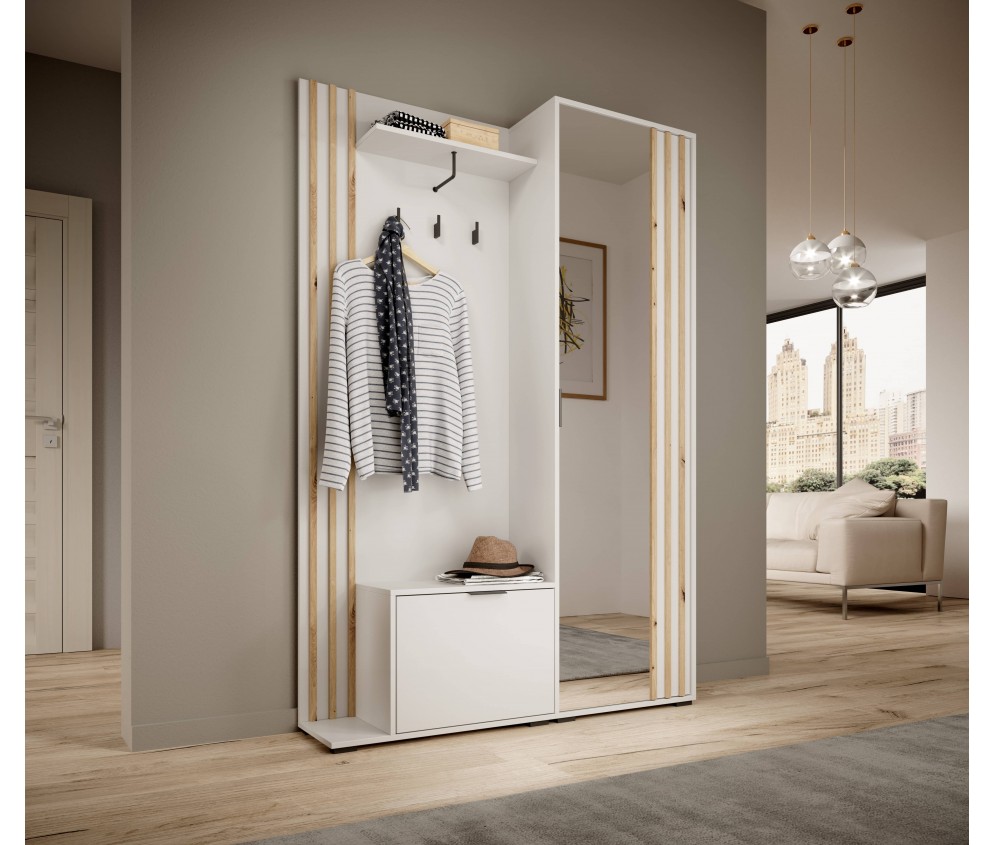 Garderoba Telo biały+dąb artisan