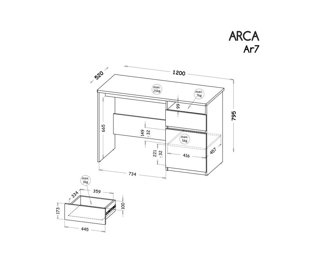 Biurko Ar 07 2 kolory