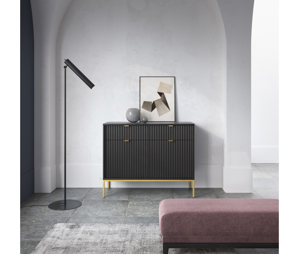 Komoda Viva 104 Czarny Mat/Złote stelaż