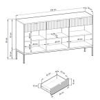 Komoda Viva 154 Czarny Mat/Złoty stelaż