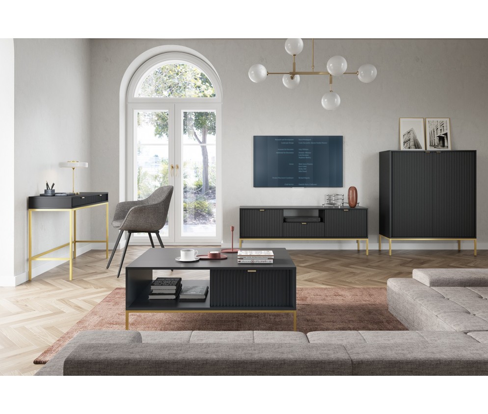 Ława Viva 104 Czarny Mat/Złoty stelaż