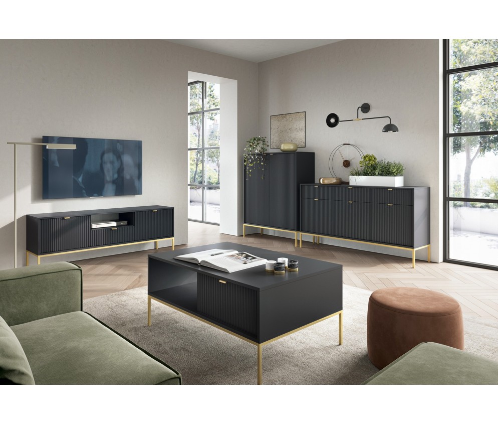 Ława Viva 104 Czarny Mat/Złoty stelaż