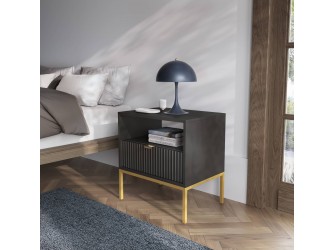 Stolik Nocny Viva Czarny Mat/Złoty stelaż