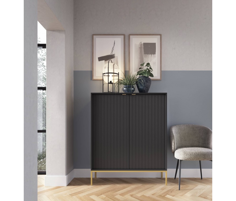 Komoda Viva 2D 104 Czarny Mat/Złoty stelaż