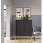Komoda Viva 2D 104 Czarny Mat/Złoty stelaż