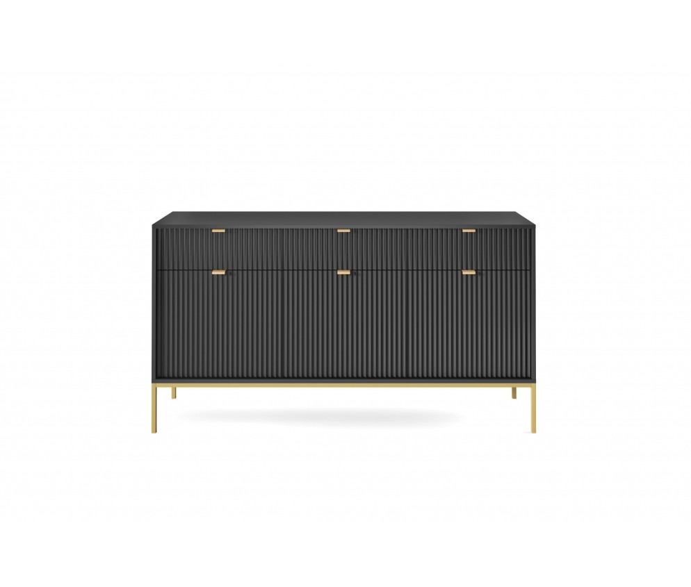 Komoda Viva 154 Czarny Mat/Złoty stelaż