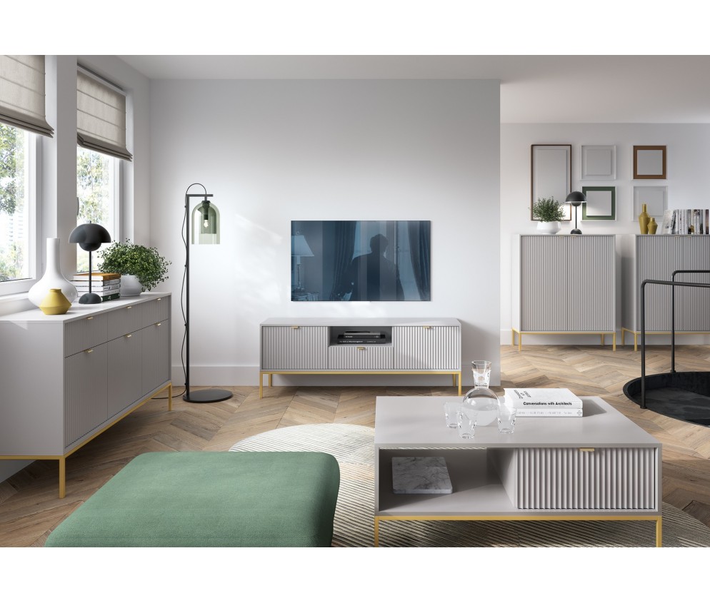 Komoda Viva 154 Szary Mat/Złoty stelaż