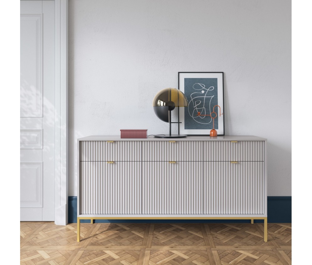 Komoda Viva 154 Szary Mat/Złoty stelaż