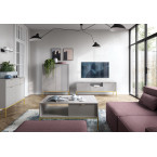 Stolik RTV Viva 154 Szary Mat/Złoty stelaż