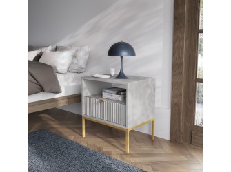 Stolik Nocny Viva Szary Mat/Złoty stelaż