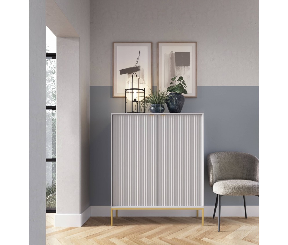 Komoda Viva 2D 104 Szary Mat/Złoty stelaż