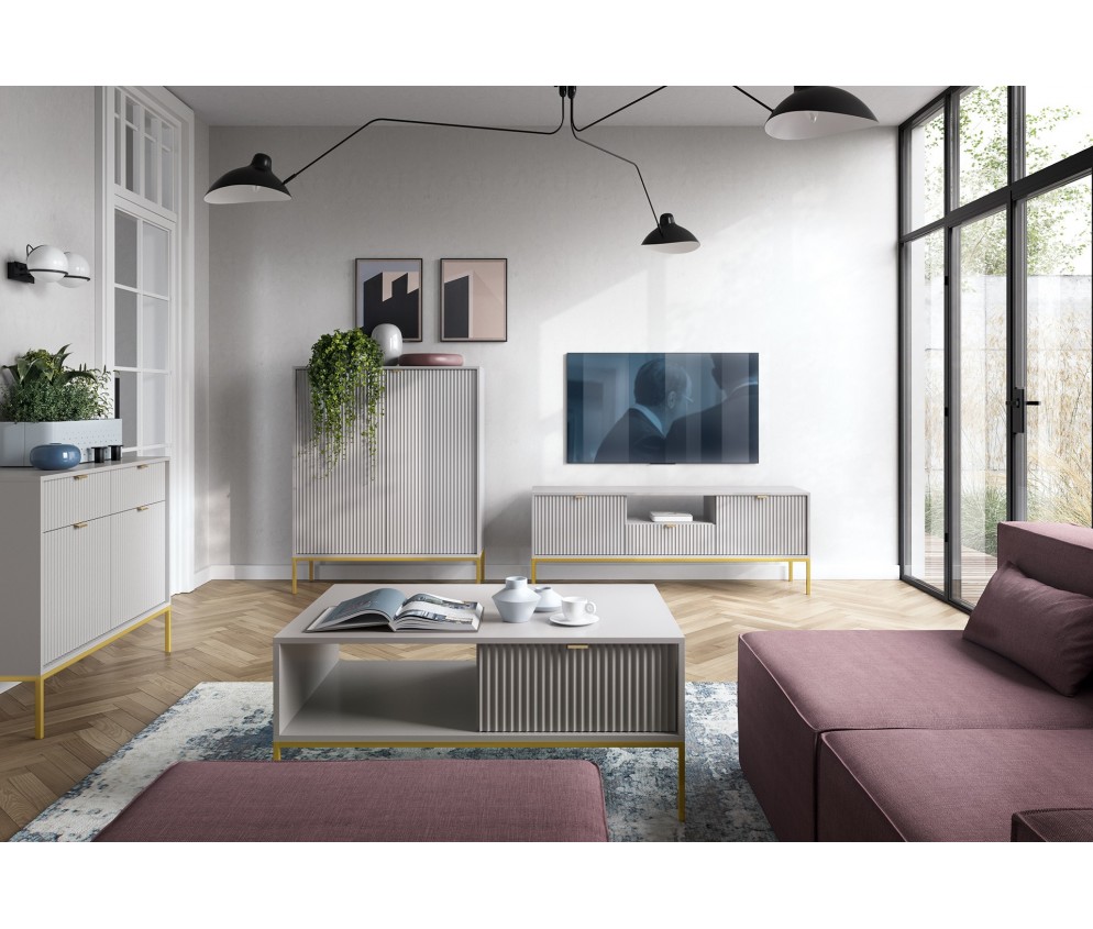 Komoda Viva 104 Szary Mat/Złoty stelaż