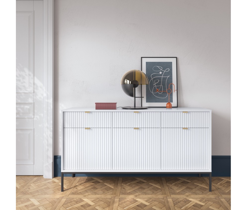 Komoda Viva 154 Biały Mat/Czarny stelaż