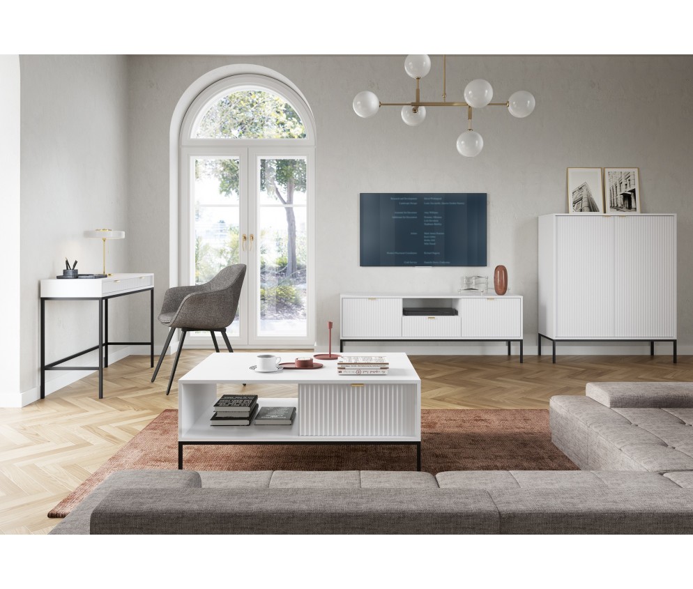 Ława Viva 104 Biały Mat/Czarny stelaż