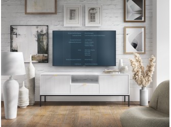 Stolik RTV Viva 154 Biały Mat/Czarny stelaż