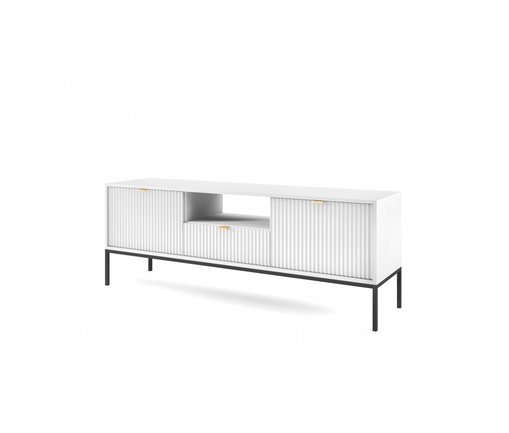 Stolik RTV Viva 154 Biały Mat/Czarny stelaż