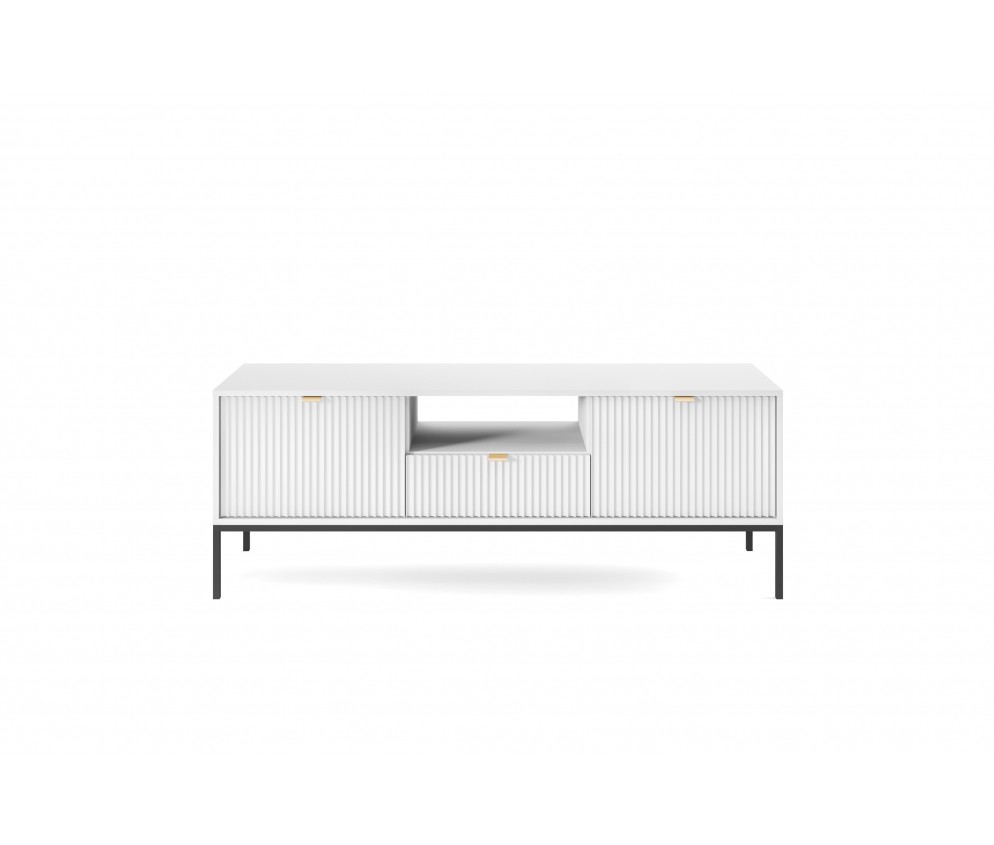 Stolik RTV Viva 154 Biały Mat/Czarny stelaż