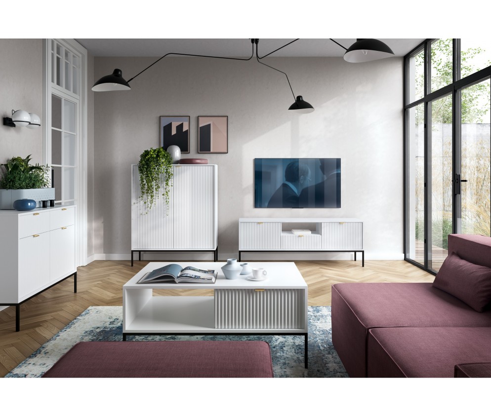 Stolik Nocny Viva Biały Mat/Czarny stelaż