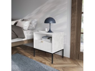 Stolik Nocny Viva Biały Mat/Czarny stelaż