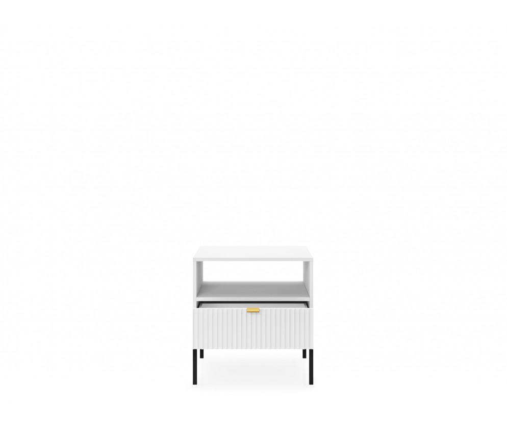 Stolik Nocny Viva Biały Mat/Czarny stelaż