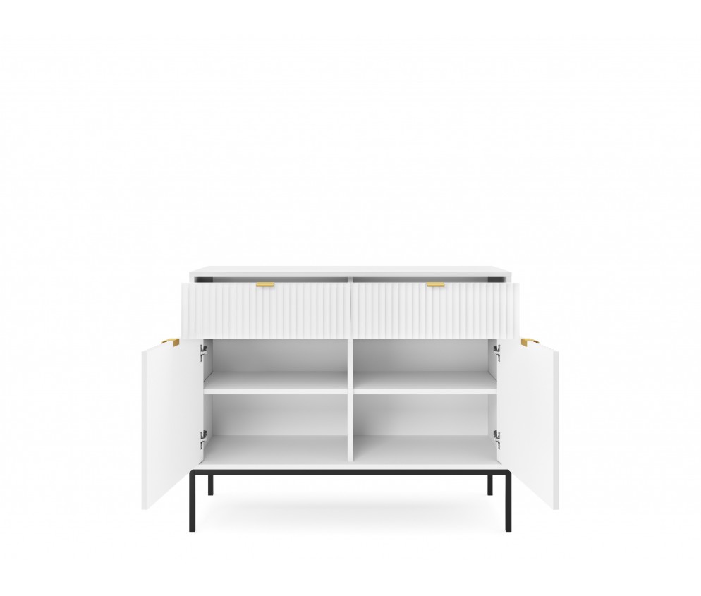 Komoda Viva 104 Biały Mat/Czarny stelaż