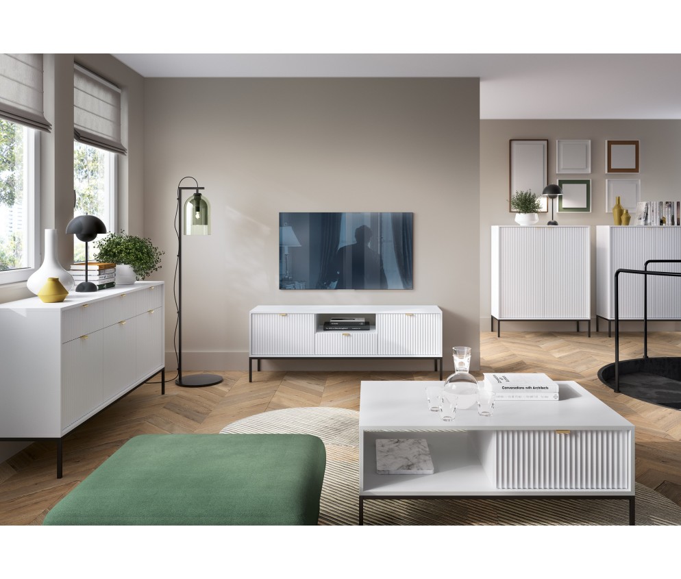 Komoda Viva 104 Biały Mat/Czarny stelaż