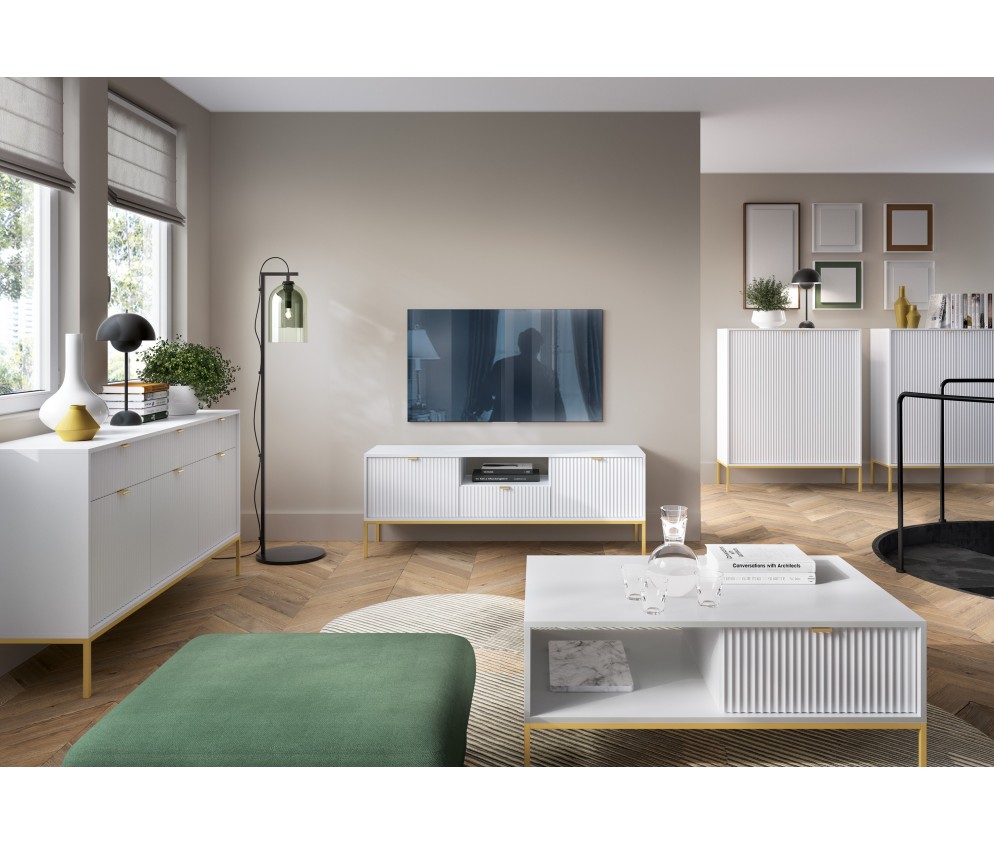 Komoda Viva 104 Biały Mat/Złoty stelaż