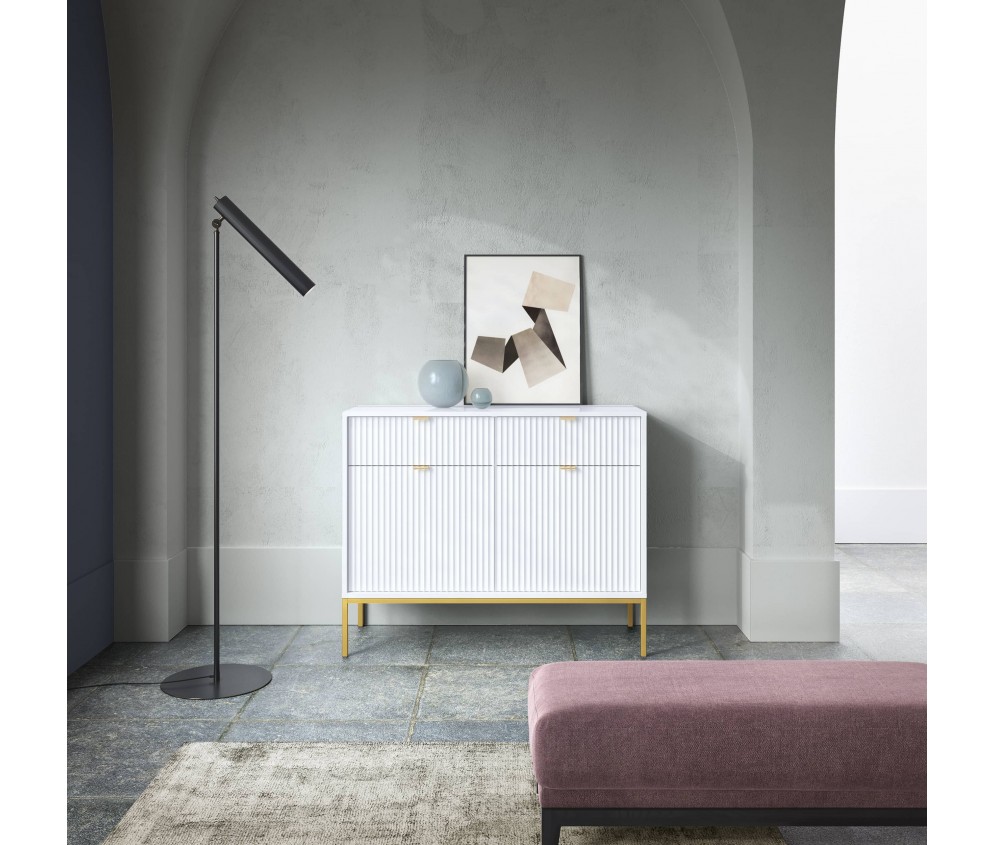 Komoda Viva 104 Biały Mat/Złoty stelaż