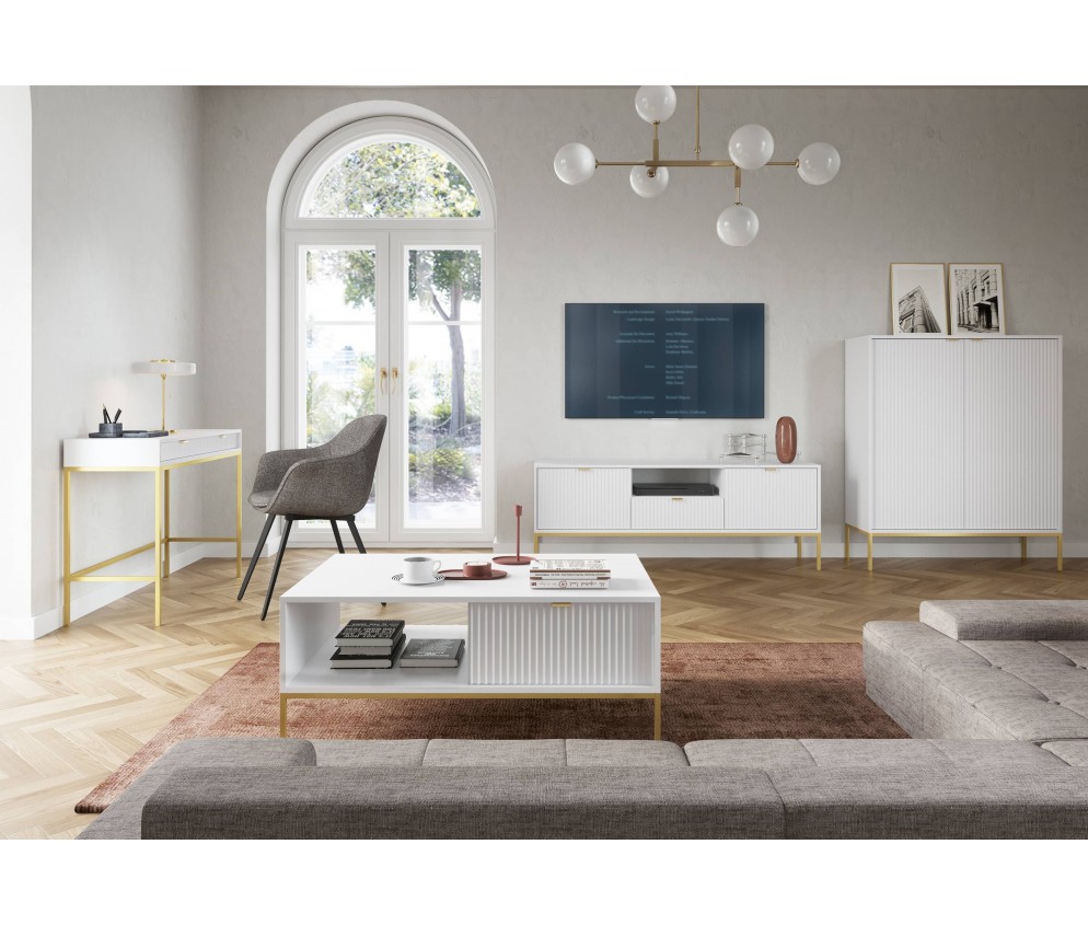 Komoda Viva 104 Biały Mat/Złoty stelaż