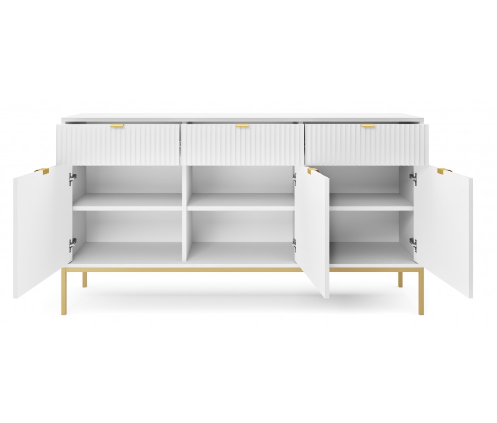 Komoda Viva 154 Biały Mat/Złoty stelaż