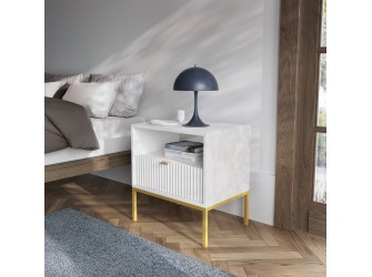 Stolik Nocny Viva Biały Mat/Złoty stelaż