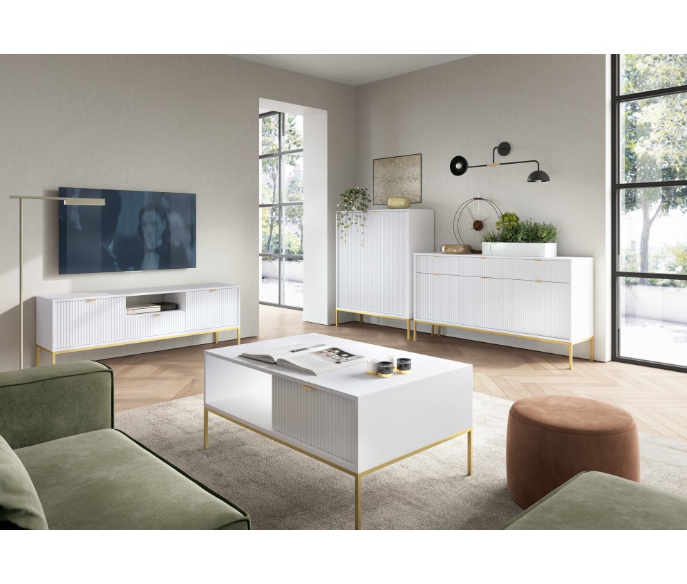 Komoda Viva 2D 104 Biały Mat/Złoty stelaż