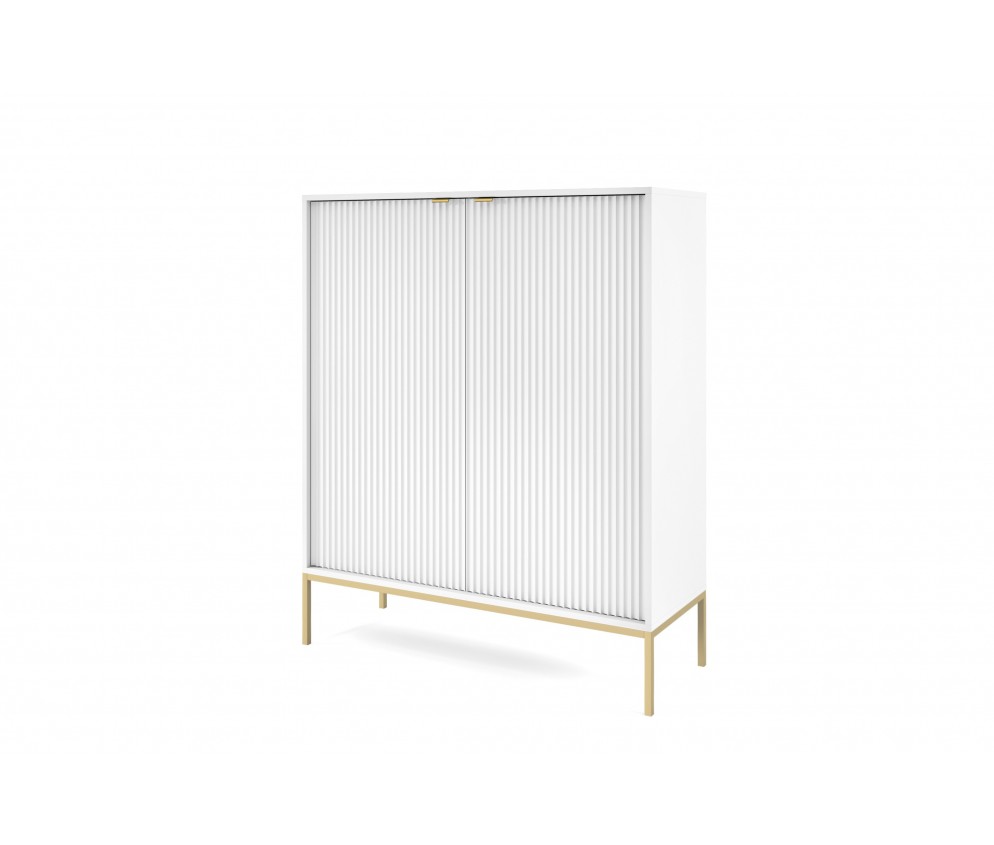 Komoda Viva 2D 104 Biały Mat/Złoty stelaż