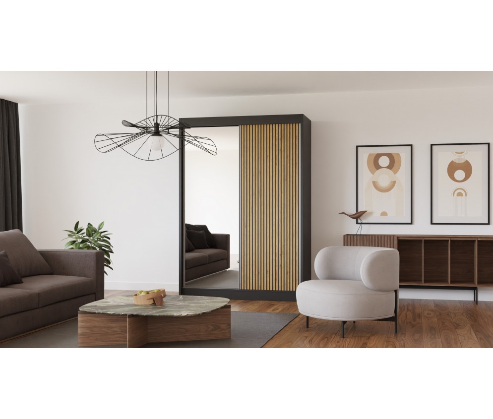 Szafa przesuwna Cora 120 Frezowana + Lustro