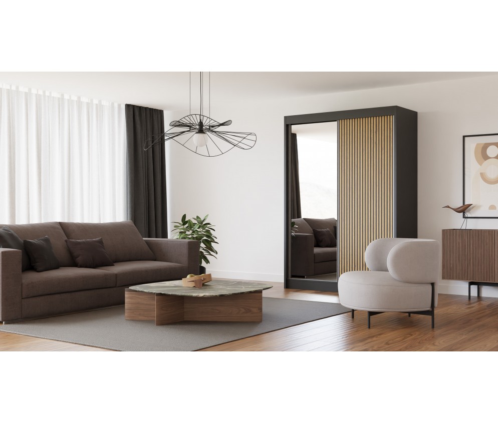 Szafa przesuwna Cora 150 Frezowana + Lustro