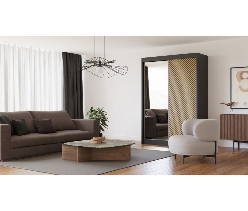 Szafa przesuwna Sento 120 Frezowana + Lustro